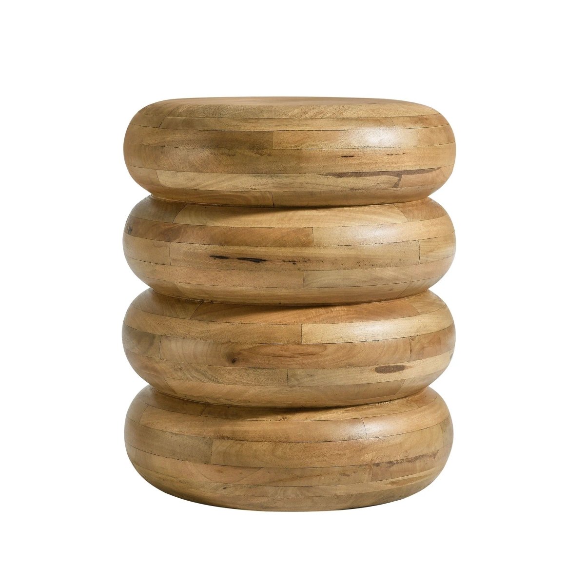 Round Stacked Mango Wood Side Table – 17 Inch - End & Side Tables available at Alpine Outlets in Denver