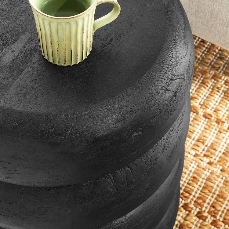 Round Stacked Mango Wood Side Table – 17 Inch - End & Side Tables available at Alpine Outlets in Denver