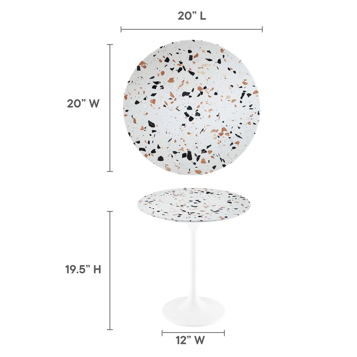 Round Terrazzo Side Table with Pedestal Base – 20 Inch - End & Side Tables available at Alpine Outlets in Denver