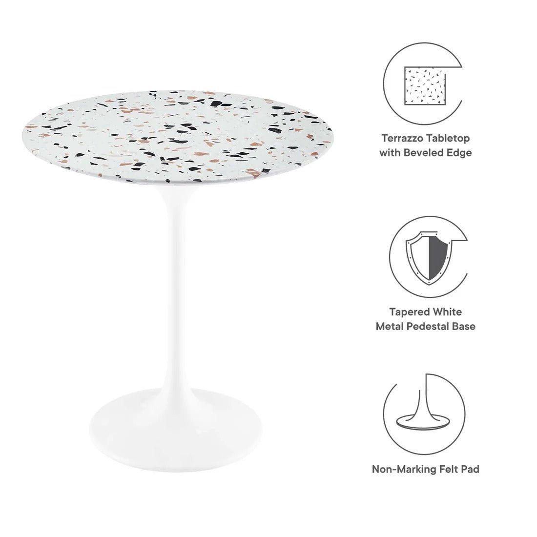 Round Terrazzo Side Table with Pedestal Base – 20 Inch - End & Side Tables available at Alpine Outlets in Denver