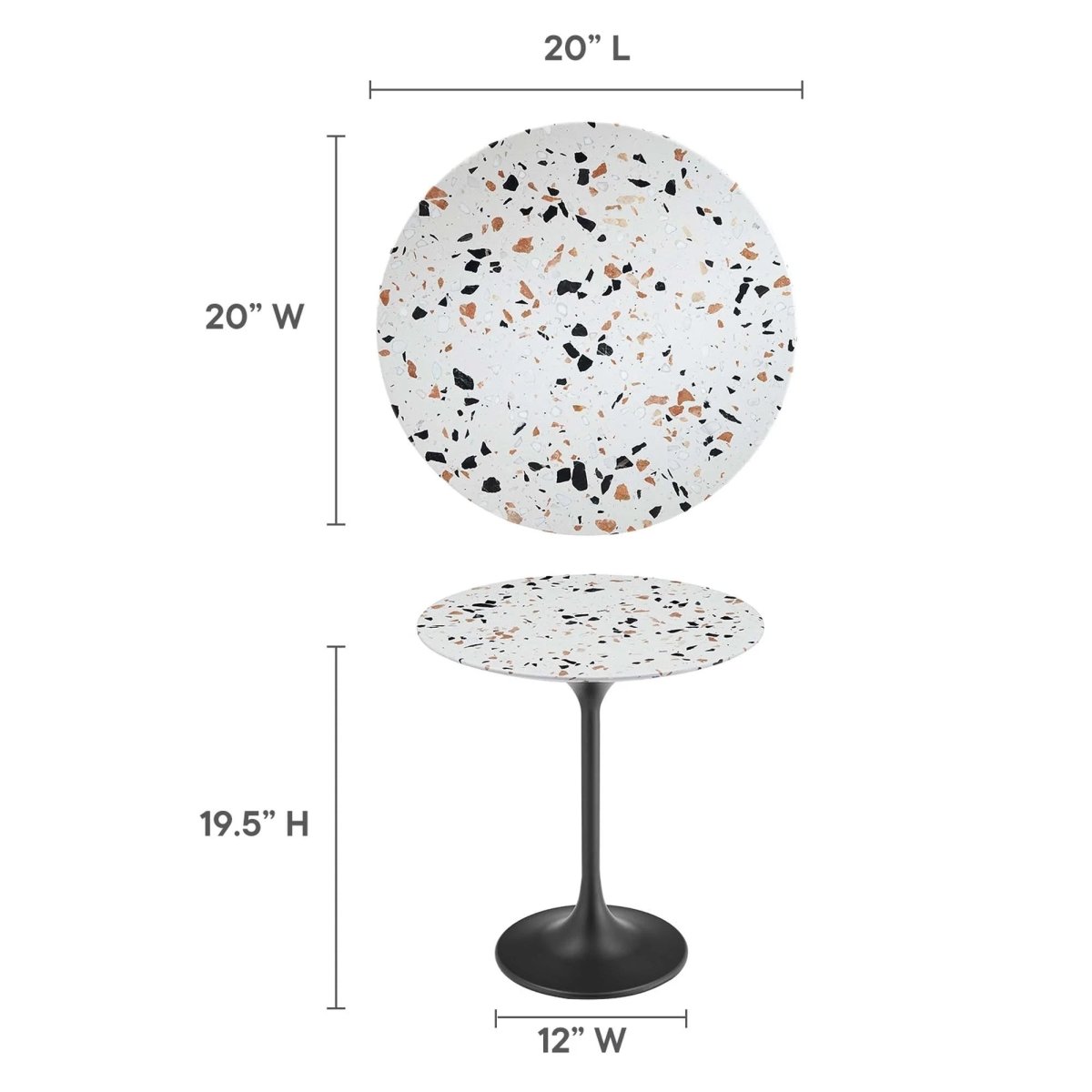Round Terrazzo Side Table with Pedestal Base – 20 Inch - End & Side Tables available at Alpine Outlets in Denver