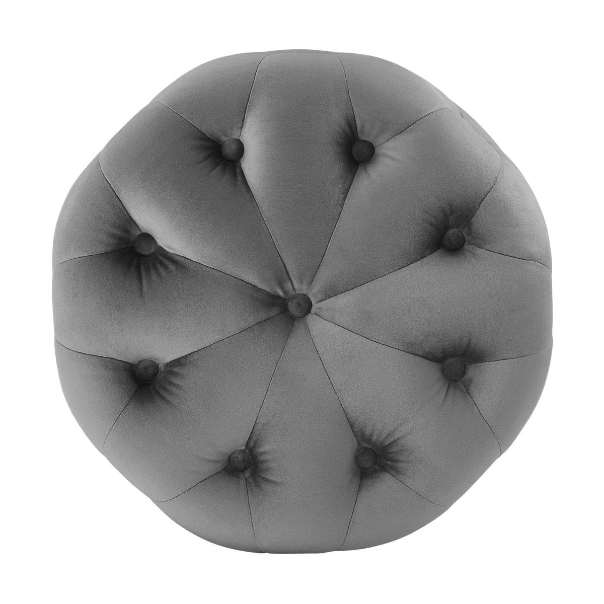 Round Tufted Velvet Ottoman – Upholstered Accent 16 Inch - Ottomans available at Alpine Outlets in Denver