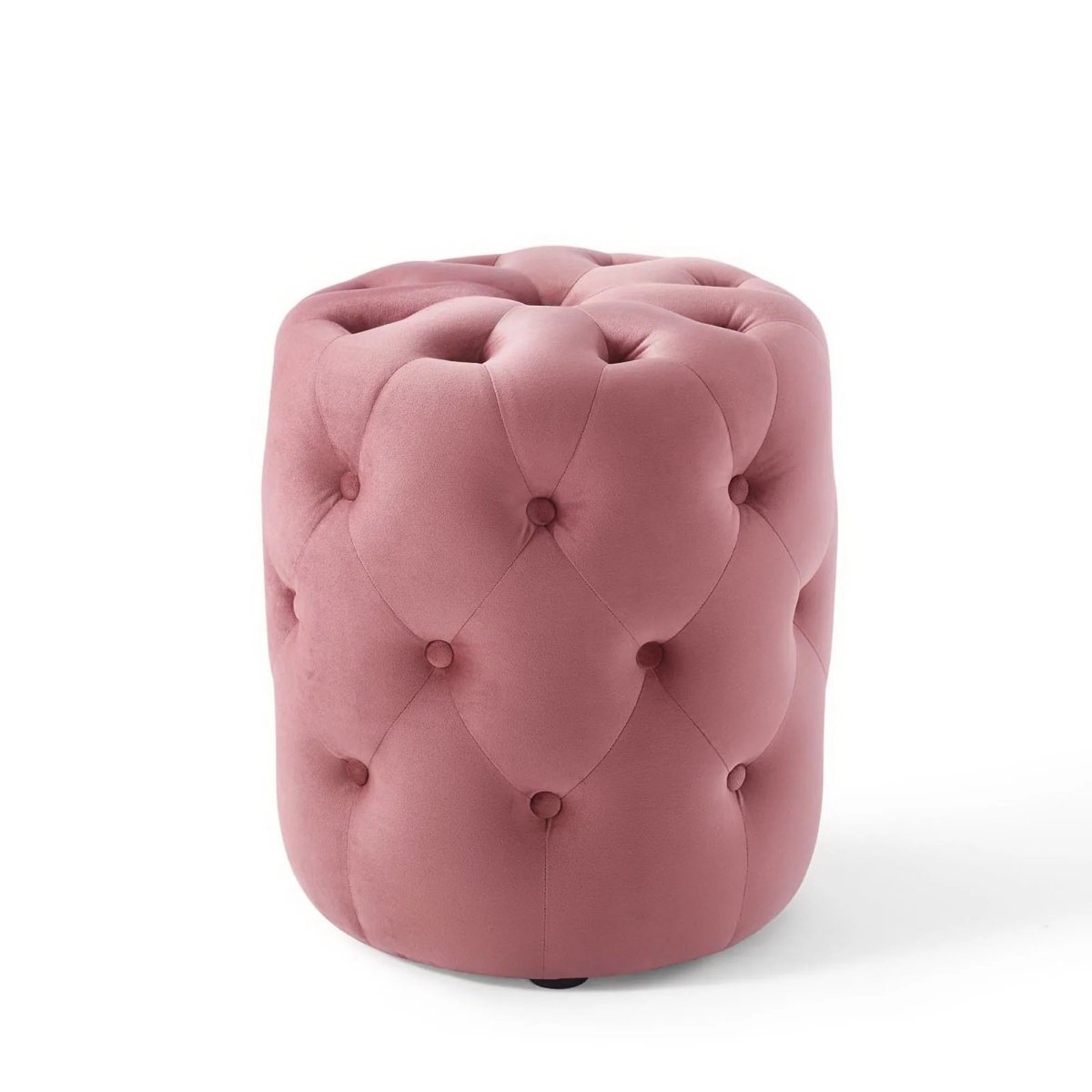 Round Tufted Velvet Ottoman – Upholstered Accent 16 Inch - Ottomans available at Alpine Outlets in Denver