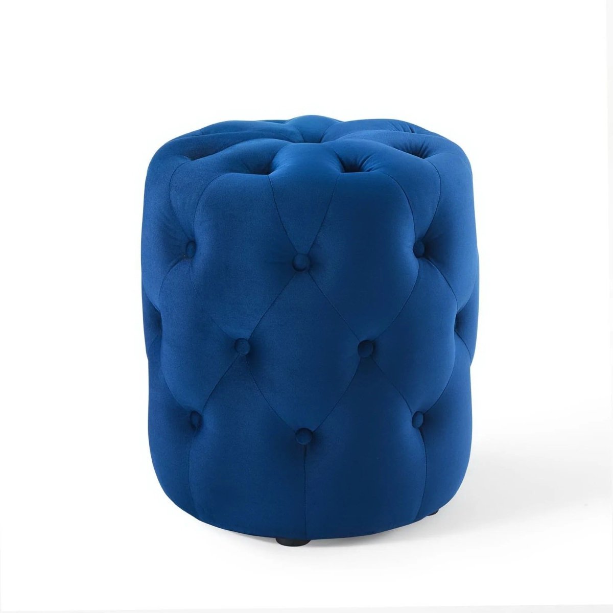 Round Tufted Velvet Ottoman – Upholstered Accent 16 Inch - Ottomans available at Alpine Outlets in Denver