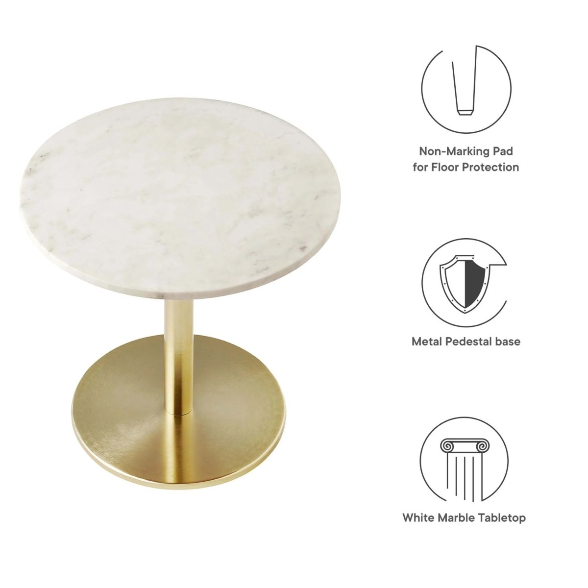 Round White Marble Side Table with Metal Base – 20 Inch - End & Side Tables available at Alpine Outlets in Denver