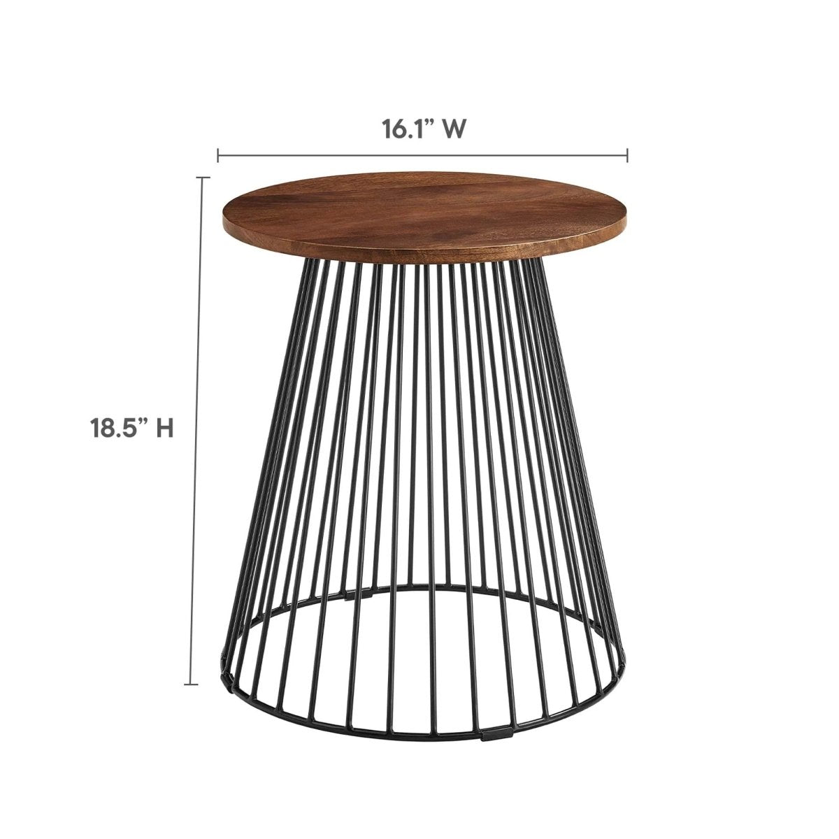 Round Wood and Metal Side Table – Walnut 16 Inch - End & Side Tables available at Alpine Outlets in Denver