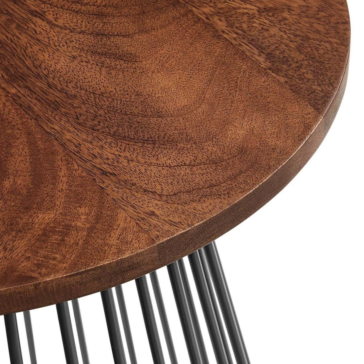 Round Wood and Metal Side Table – Walnut 16 Inch - End & Side Tables available at Alpine Outlets in Denver