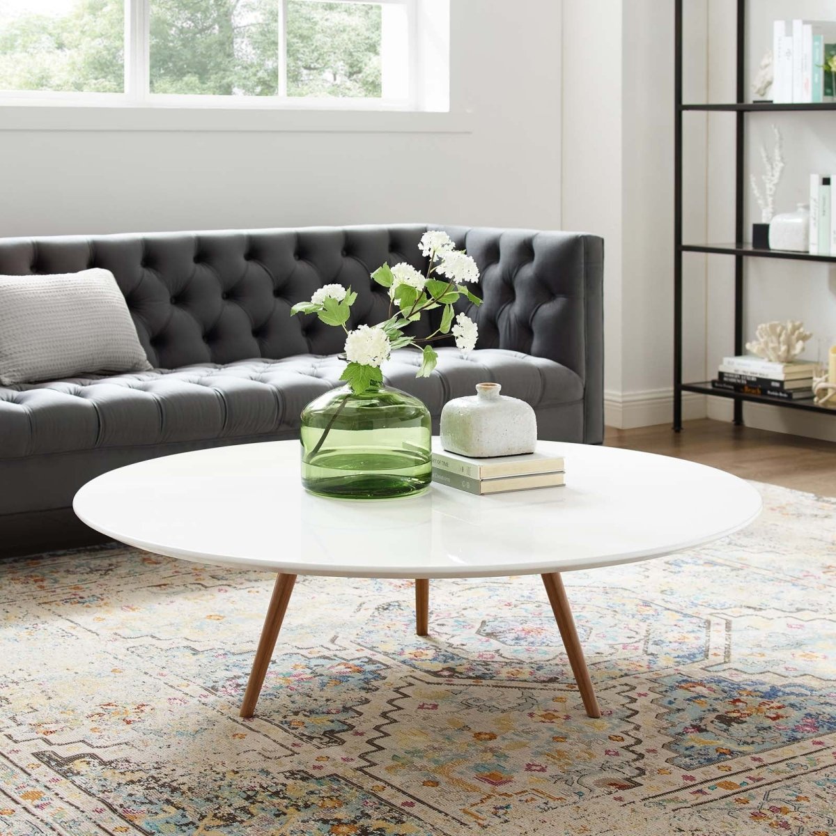 Round Wood Coffee Table with Tripod Base - Coffee Tables available at Alpine Outlets in Denver