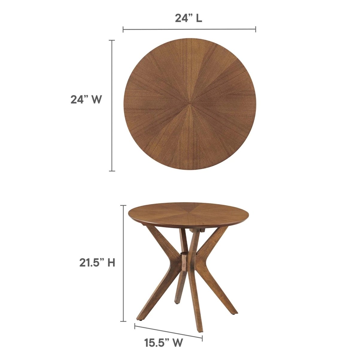 Round Wood Side Table with Intersecting Base – 24 Inch - End & Side Tables available at Alpine Outlets in Denver