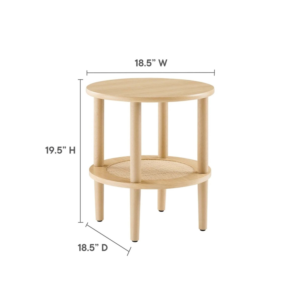 Round Wood Side Table with Rattan Shelf β 19 Inch - End & Side Tables available at Alpine Outlets in Denver