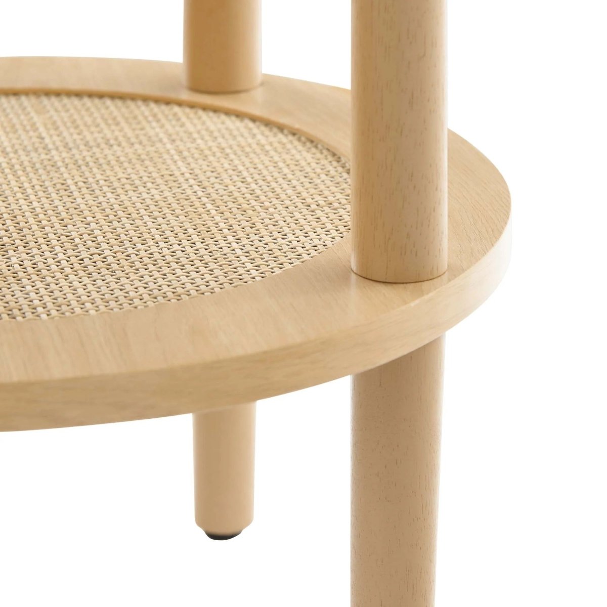 Round Wood Side Table with Rattan Shelf β 19 Inch - End & Side Tables available at Alpine Outlets in Denver