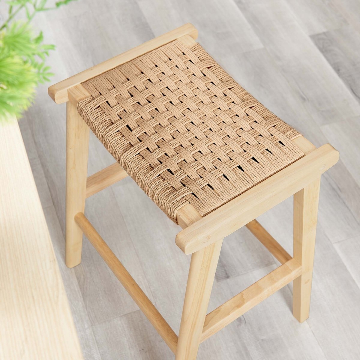 Saoirse Woven Rope Wood Counter Stool Set of 2 - Stools available at Alpine Outlets in Denver
