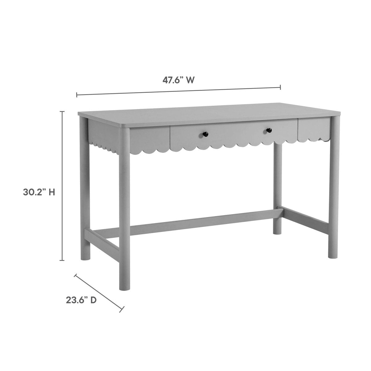 47" Light Gray Scallop Writing Desk with Drawer - Workspace - Alpine Outlets