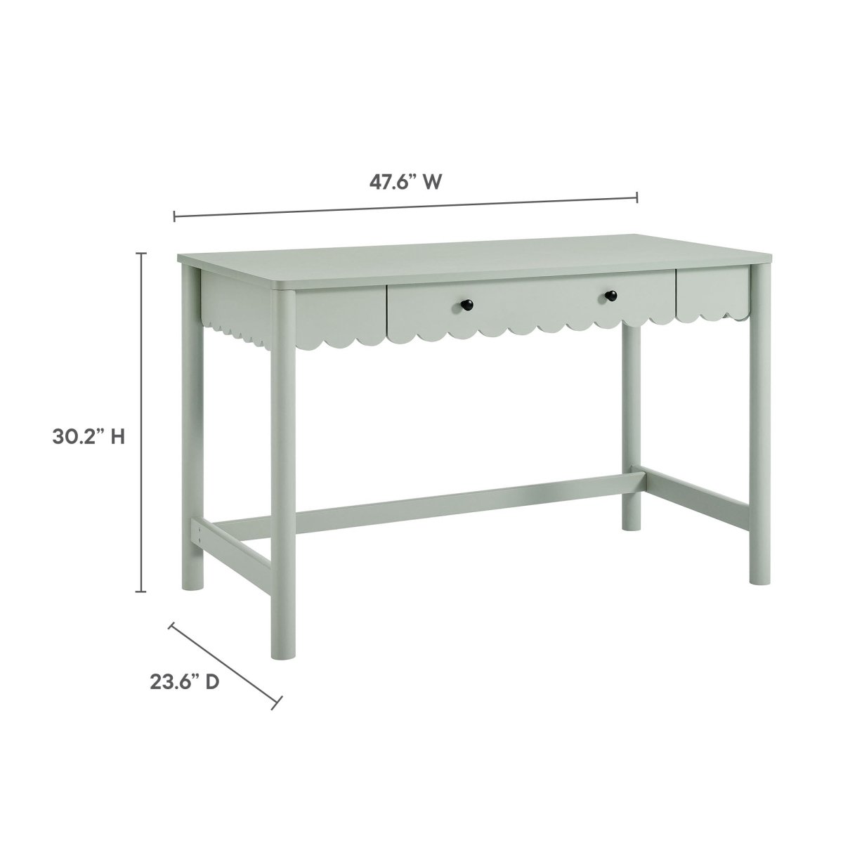 47" Sage Scallop Writing Desk with Drawer - Workspace - Alpine Outlets