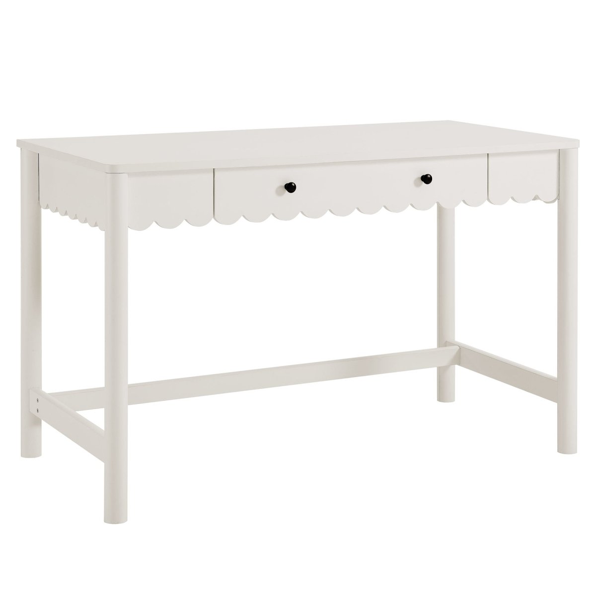47" White Scallop Writing Desk with Drawer - Workspace - Alpine Outlets