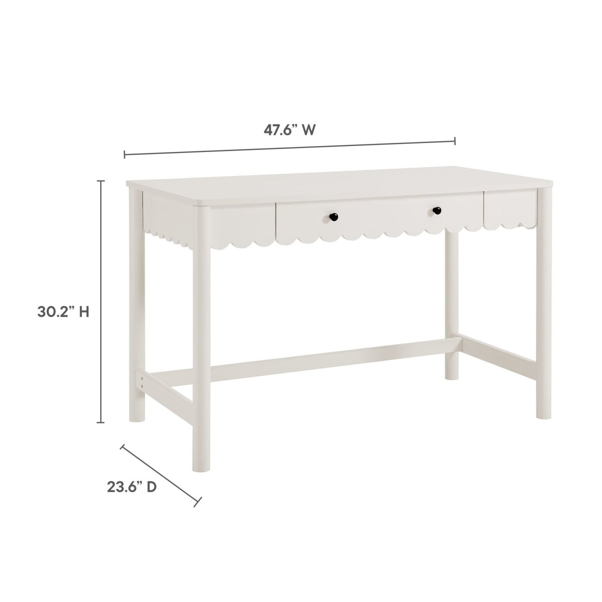 47" White Scallop Writing Desk with Drawer - Workspace - Alpine Outlets