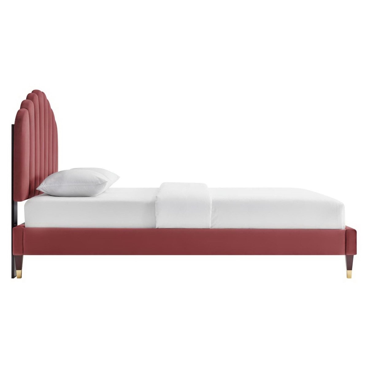 Scalloped Channel Tufted Performance Velvet Queen Platform Bed - Platform Bed available at Alpine Outlets in Denver
