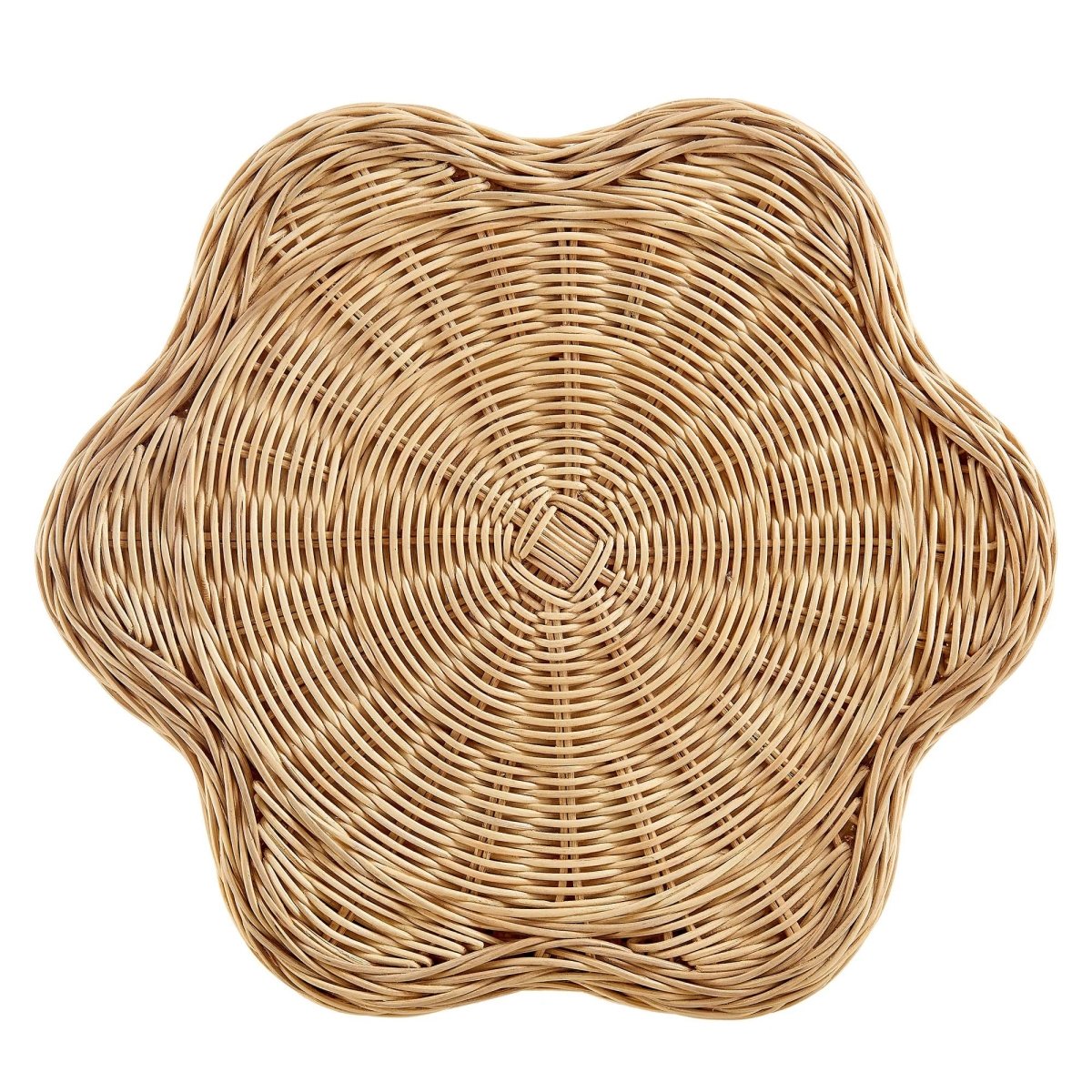 Scalloped Rattan Side Table Flower Design – Natural 17 Inch - End & Side Tables available at Alpine Outlets in Denver