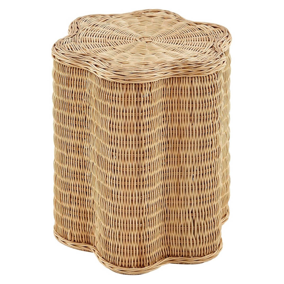 Scalloped Rattan Side Table Flower Design – Natural 17 Inch - End & Side Tables available at Alpine Outlets in Denver