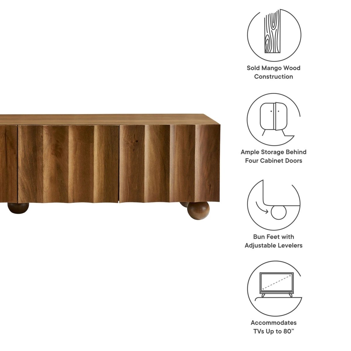 Scalloped Wood TV Stand 71 Inch - TV Stands available at Alpine Outlets in Denver