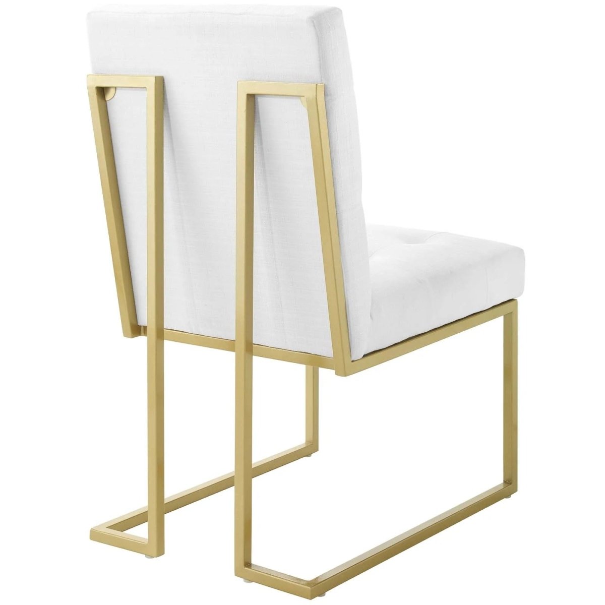 Set of 2 Biscuit Tufted Fabric Dining Accent Chairs with Gold Geometric Base - Dining Chairs available at Alpine Outlets in Denver