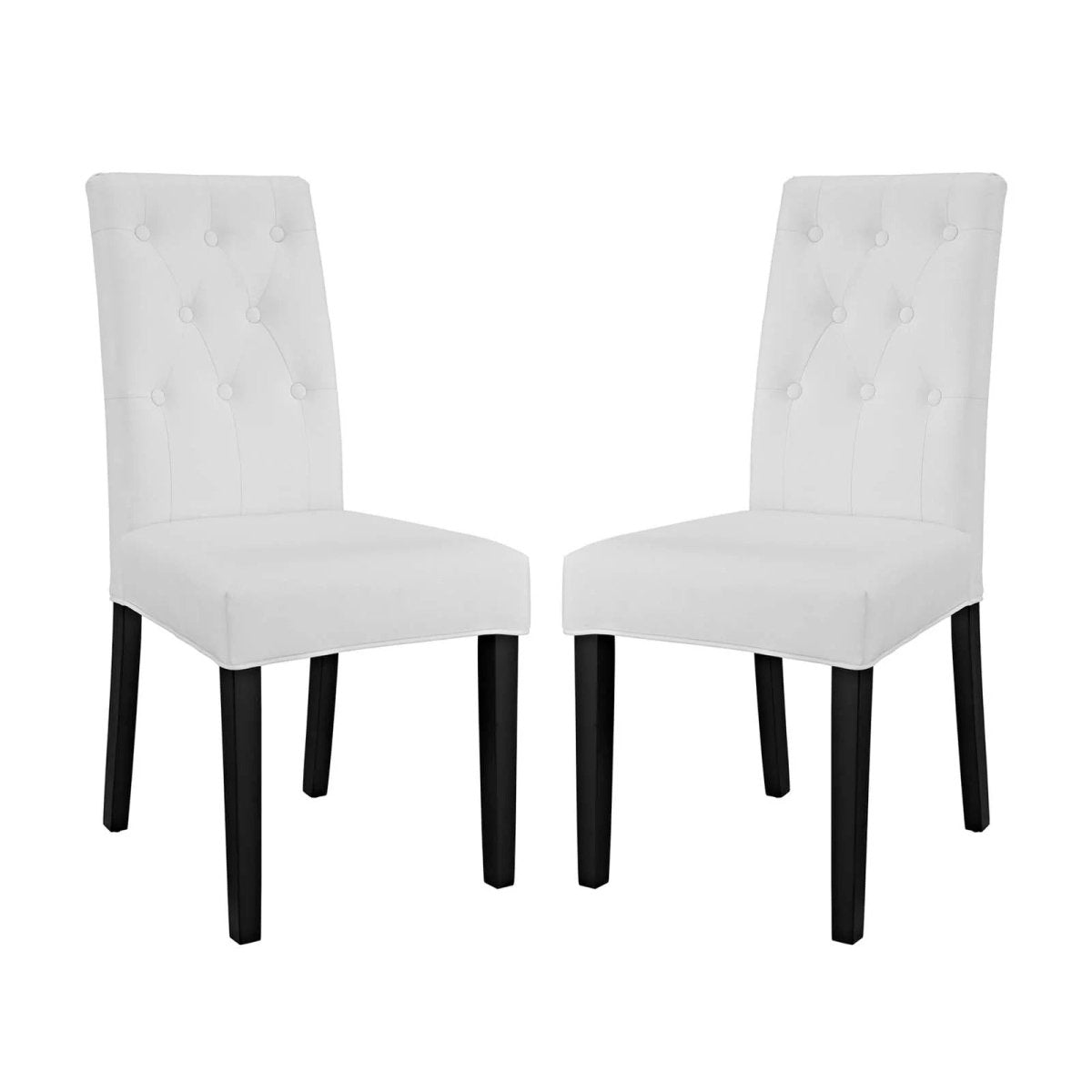Set of 2 Button Tufted Faux Leather Dining Side Chairs - Dining Chairs available at Alpine Outlets in Denver