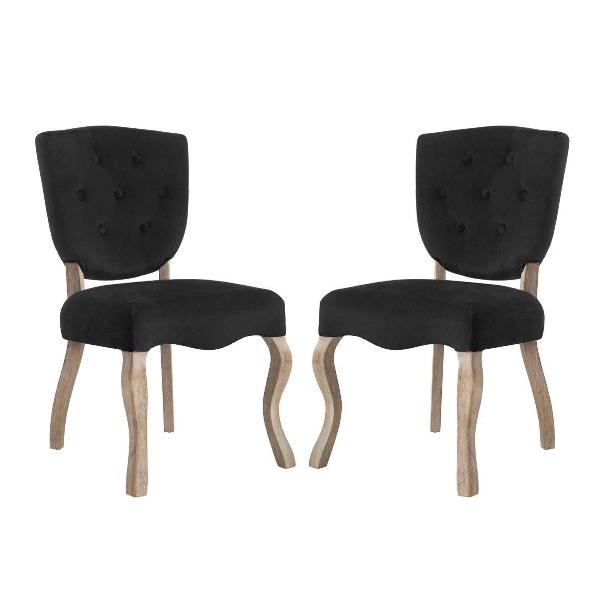 Set of 2 Button Tufted Velvet Vintage French Dining Side Chairs - Dining Chairs available at Alpine Outlets in Denver