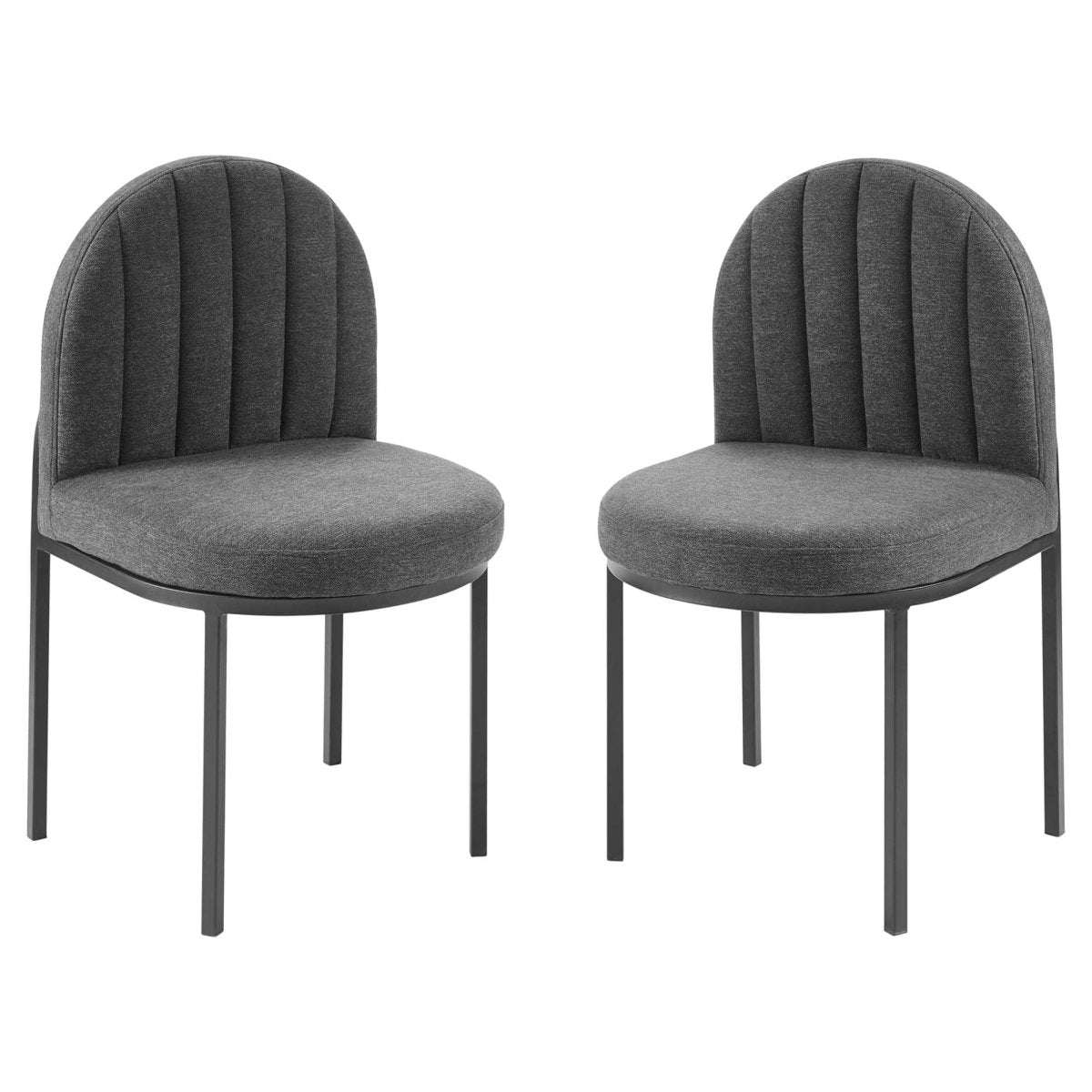 Set of 2 Channel Tufted Clamshell Fabric Dining Side Chairs - Dining Chairs available at Alpine Outlets in Denver