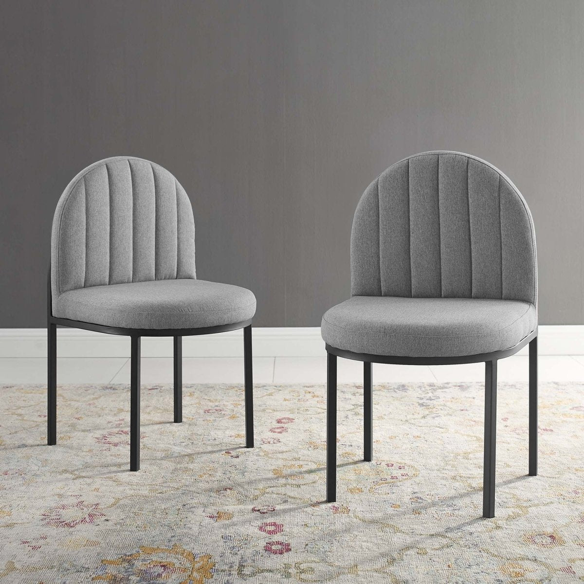 Set of 2 Channel Tufted Clamshell Fabric Dining Side Chairs - Dining Chairs available at Alpine Outlets in Denver