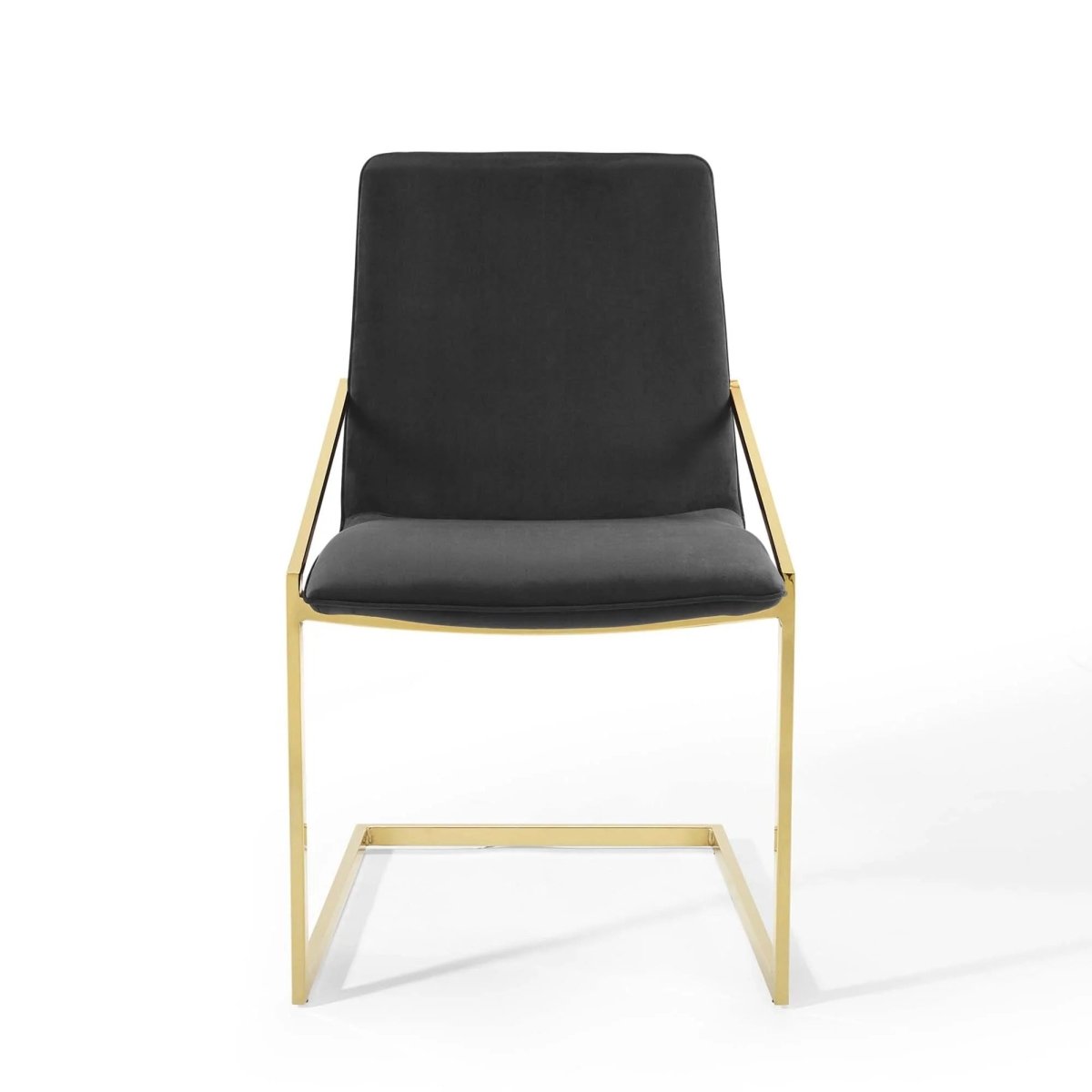 Set of 2 Geometric Gold Stainless Steel Performance Velvet Dining Armchairs - Dining Chairs available at Alpine Outlets in Denver