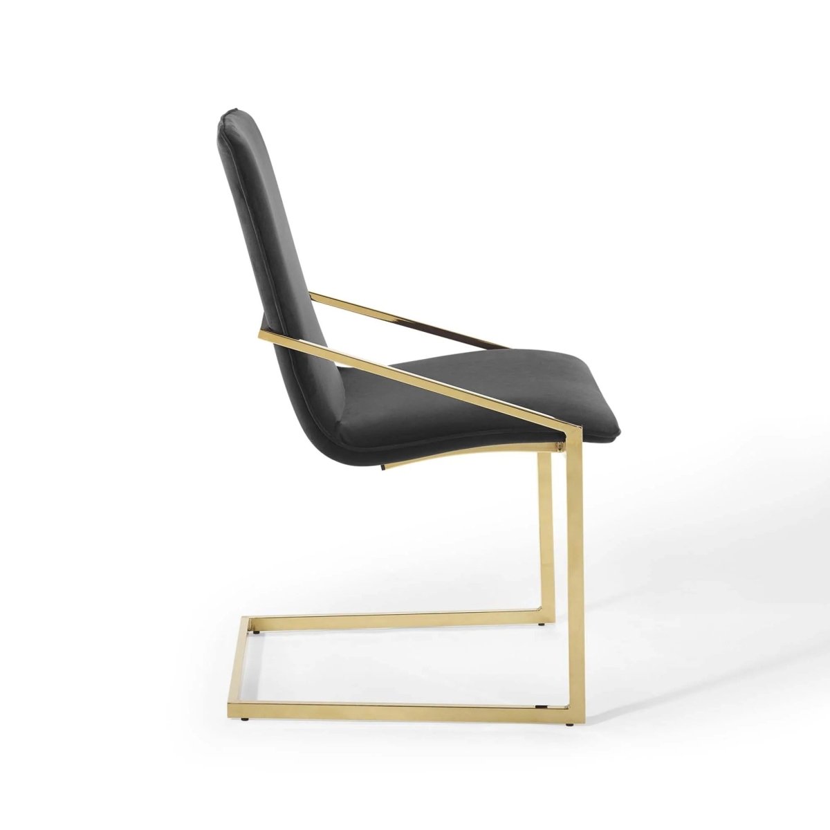Set of 2 Geometric Gold Stainless Steel Performance Velvet Dining Armchairs - Dining Chairs available at Alpine Outlets in Denver