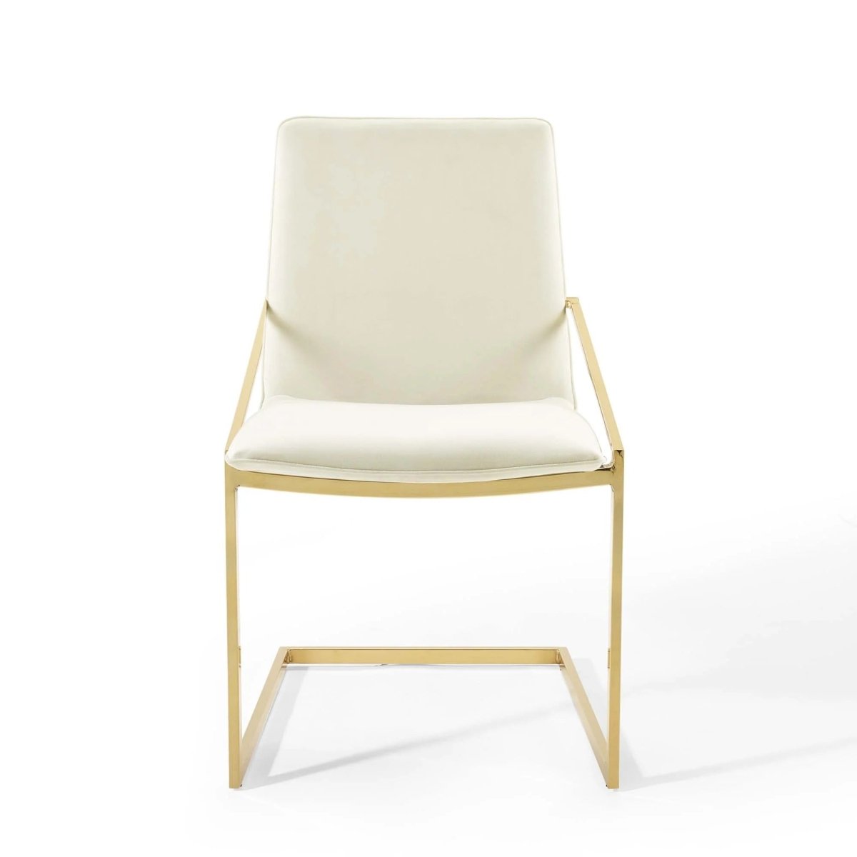 Set of 2 Geometric Gold Stainless Steel Performance Velvet Dining Armchairs - Dining Chairs available at Alpine Outlets in Denver