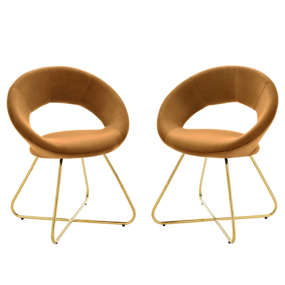 Set of 2 Performance Velvet Circular Dining Chairs with Gold Hairpin Legs - Dining Chairs available at Alpine Outlets in Denver