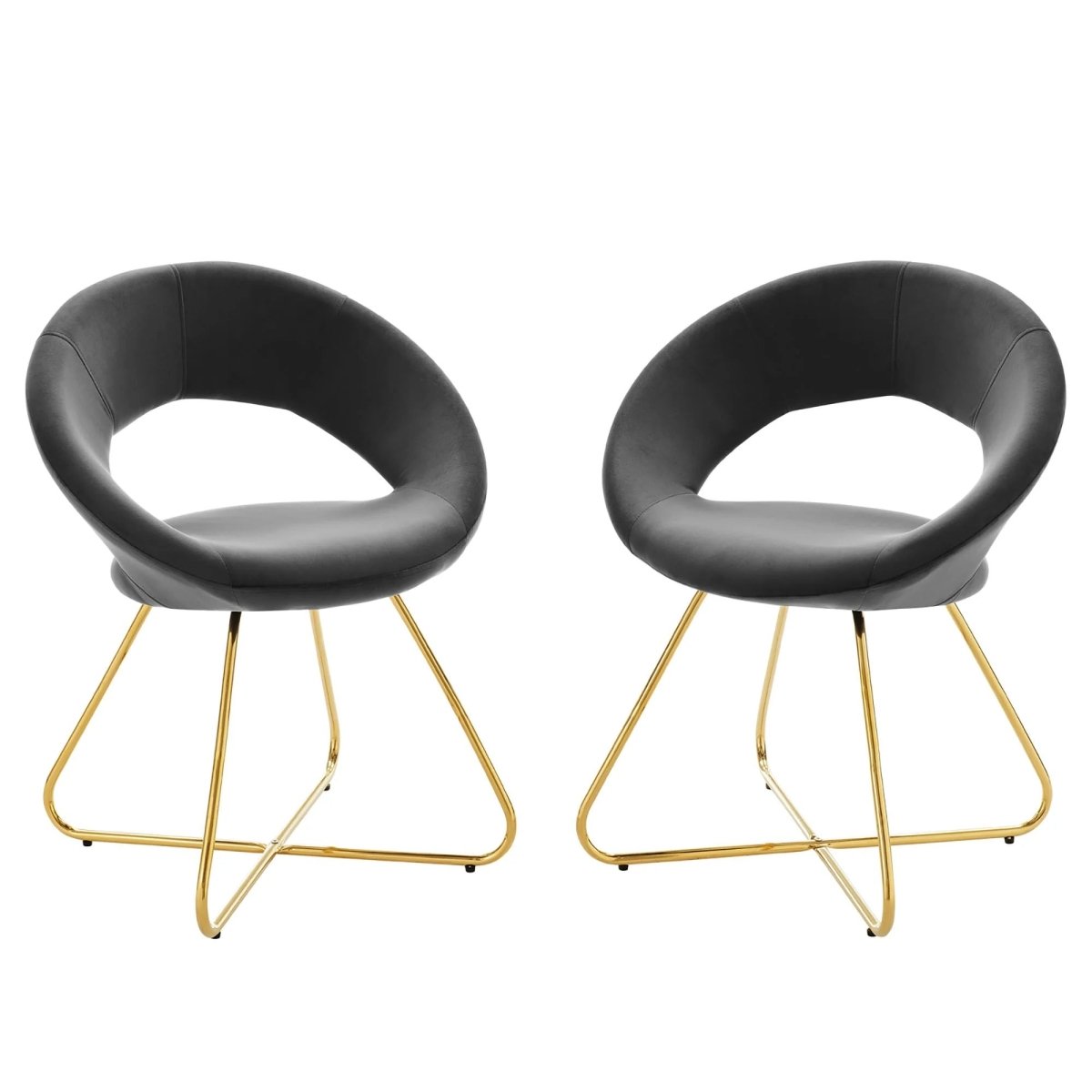 Set of 2 Performance Velvet Circular Dining Chairs with Gold Hairpin Legs - Dining Chairs available at Alpine Outlets in Denver