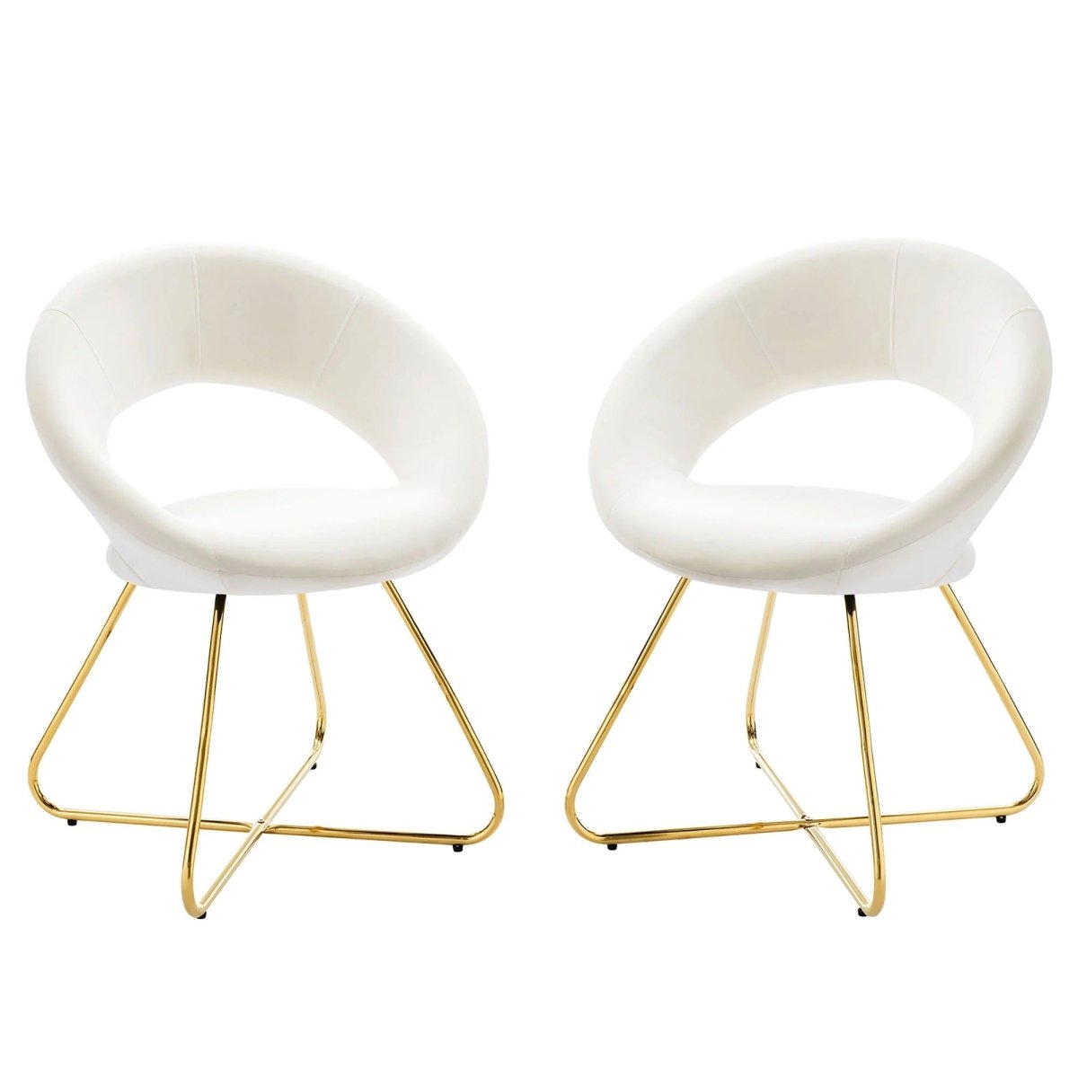 Set of 2 Performance Velvet Circular Dining Chairs with Gold Hairpin Legs - Dining Chairs available at Alpine Outlets in Denver