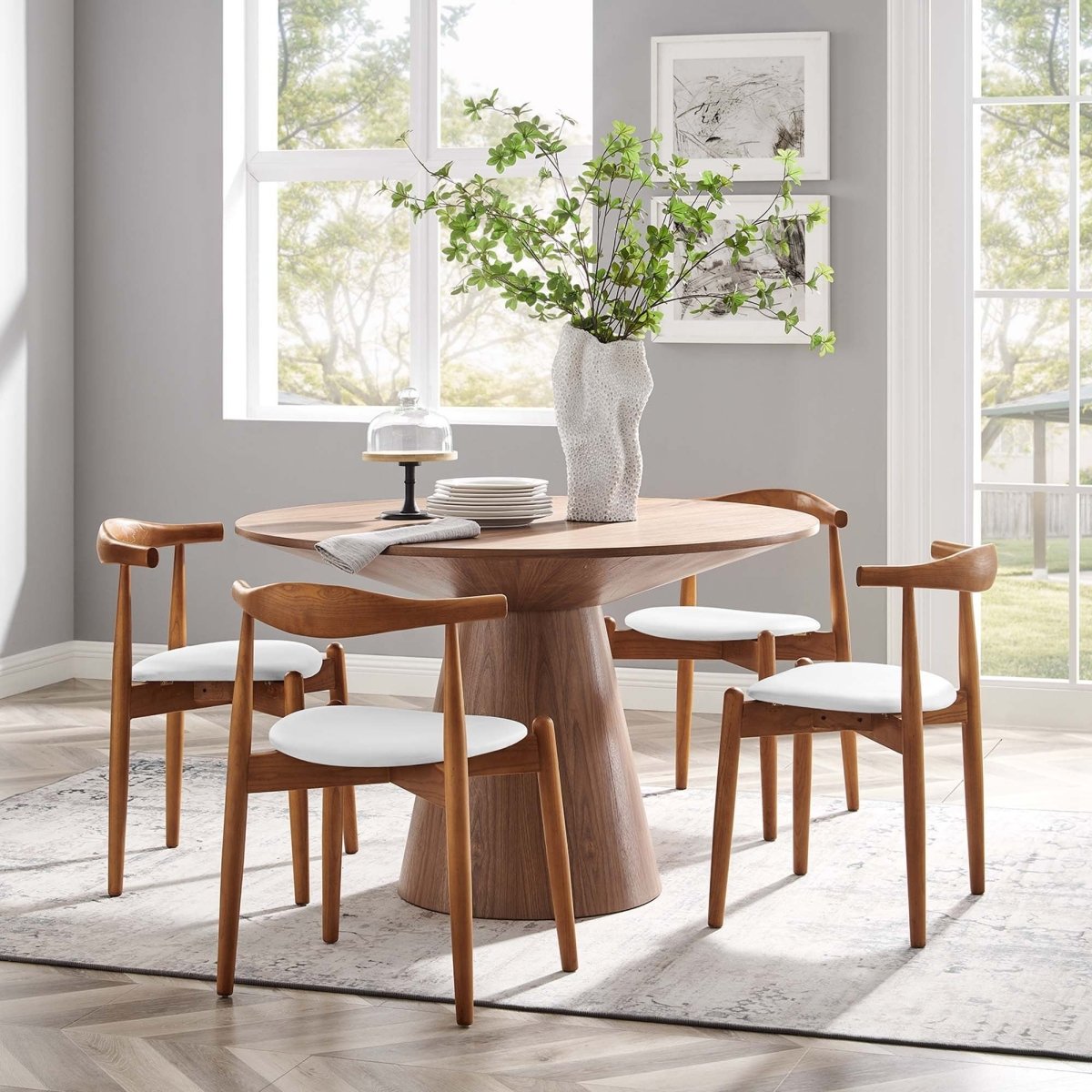 Set of 4 Natural Beech Wood Vinyl Upholstered Dining Side Chairs - Dining Chairs available at Alpine Outlets in Denver