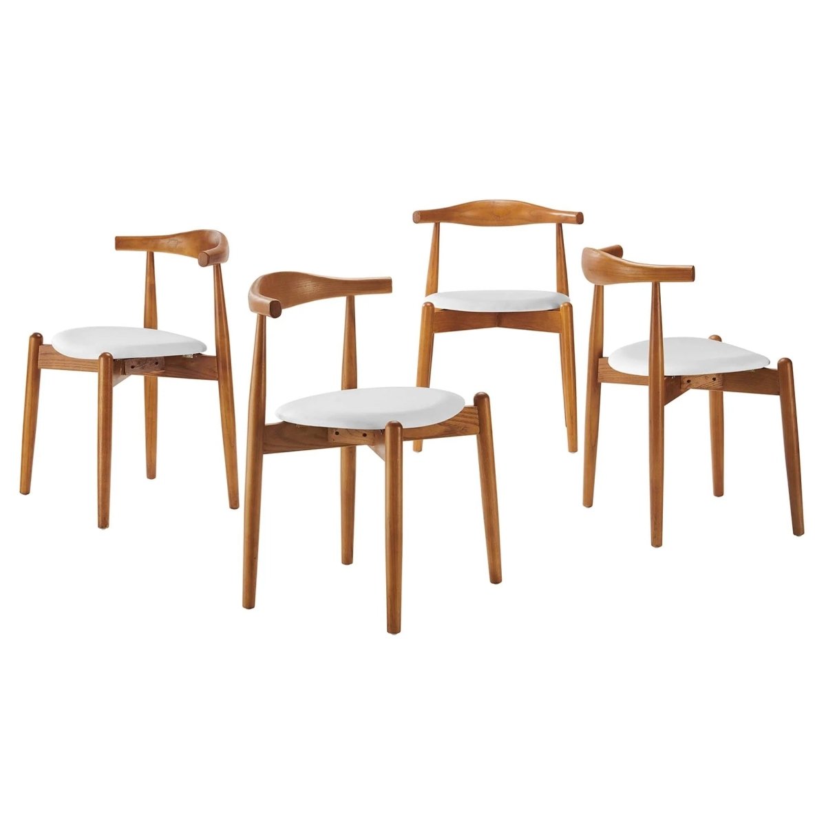 Set of 4 Natural Beech Wood Vinyl Upholstered Dining Side Chairs - Dining Chairs available at Alpine Outlets in Denver