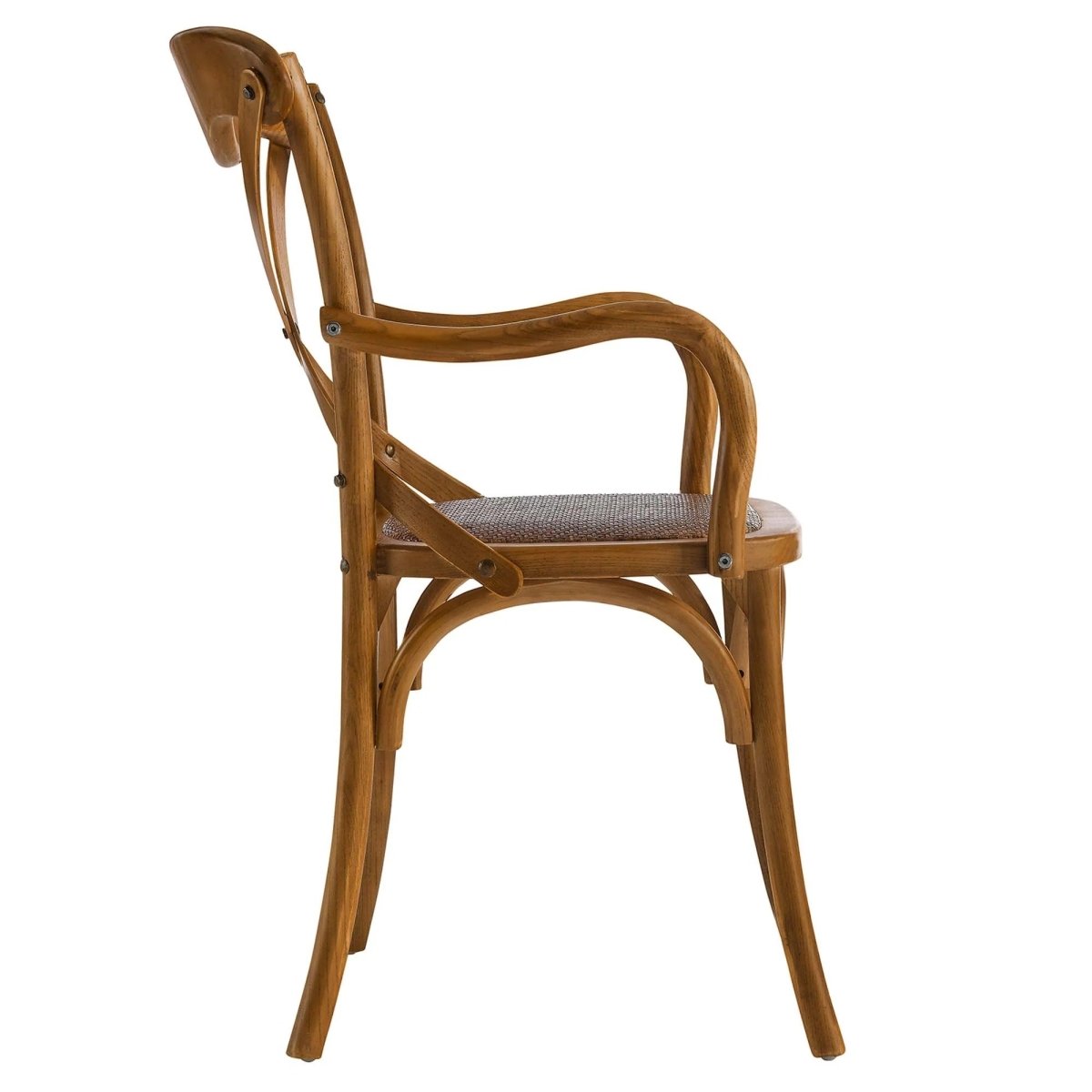 Set of 4 Walnut Wood Dining Armchairs with Rattan Seat - Dining Chairs available at Alpine Outlets in Denver
