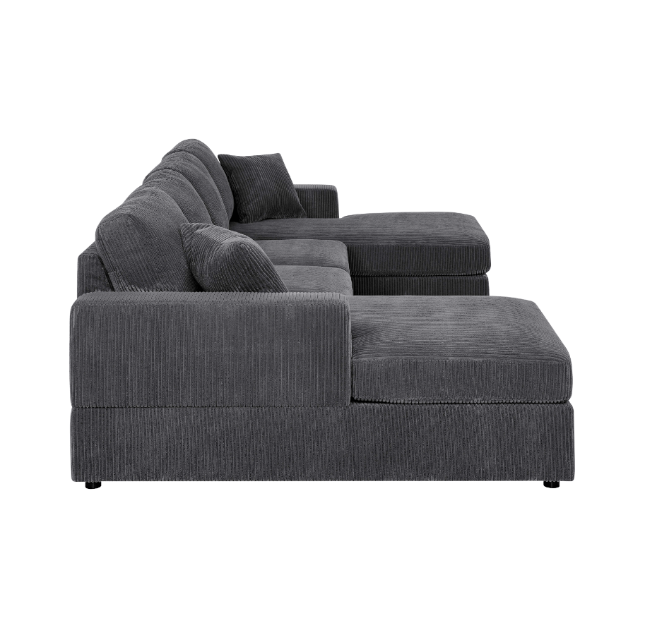 Sierra 3-Piece Corduroy Double-Chaise Sectional Sofa, 4 Colors - Living Room Furniture - Alpine Outlets