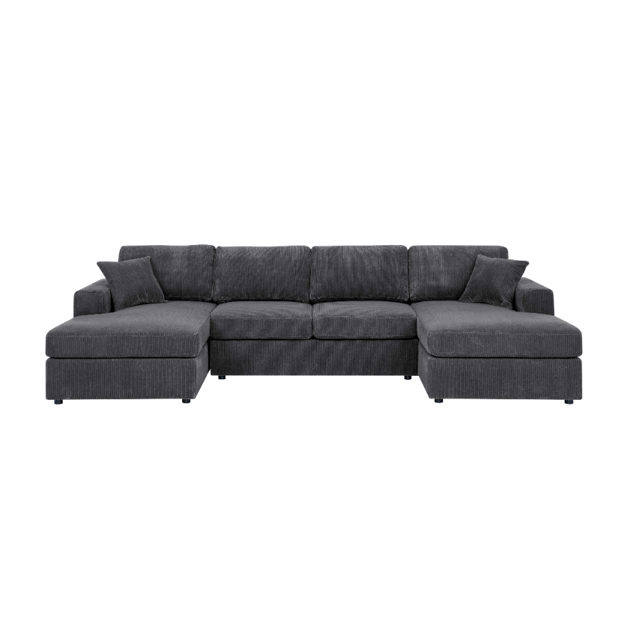 Sierra 3-Piece Corduroy Double-Chaise Sectional Sofa, 4 Colors - Living Room Furniture - Alpine Outlets