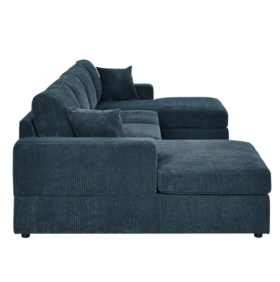Sierra 3-Piece Corduroy Double-Chaise Sectional Sofa, 4 Colors - Living Room Furniture - Alpine Outlets