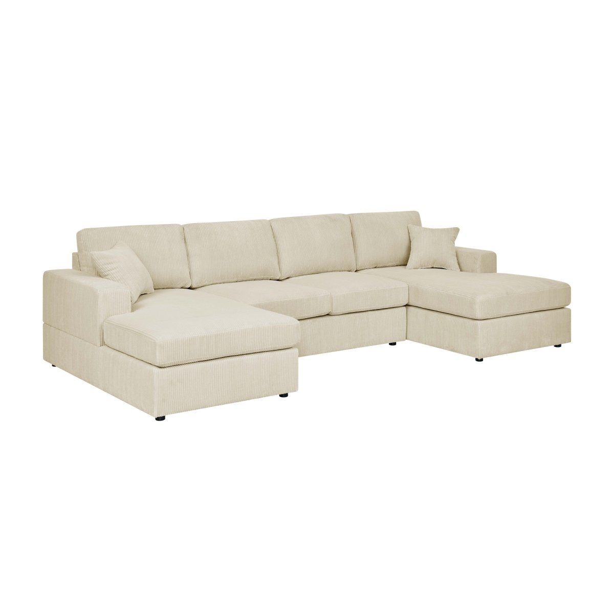 Sierra 3-Piece Corduroy Double-Chaise Sectional Sofa, 4 Colors - Living Room Furniture - Alpine Outlets