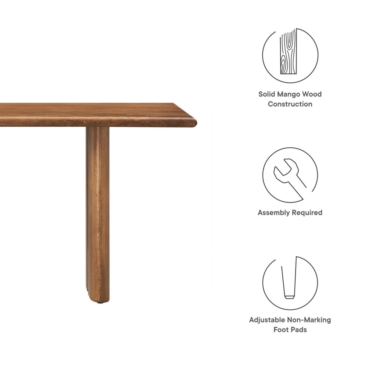 Solid Mango Wood Dining Bench with Modern Farmhouse Design - Benches available at Alpine Outlets in Denver