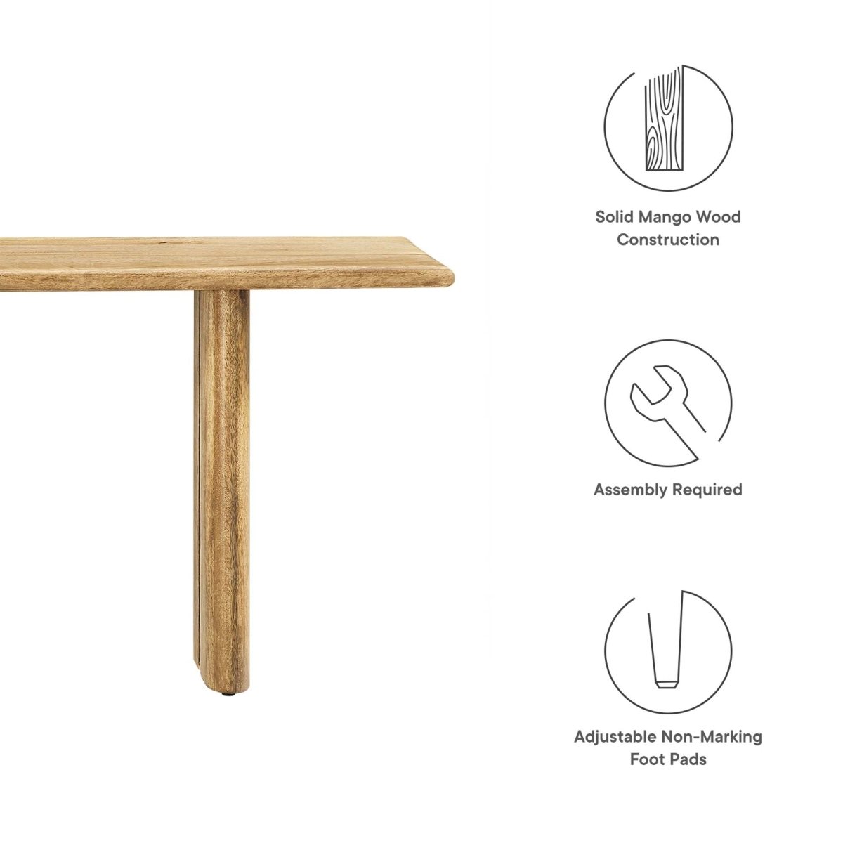 Solid Mango Wood Dining Bench with Modern Farmhouse Design - Benches available at Alpine Outlets in Denver