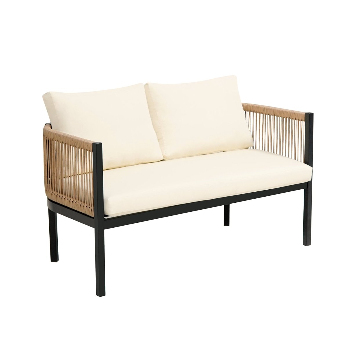 Solvaira Modular Outdoor Sofa Set with Tempered Glass Table - Outdoor Furniture Sets - Alpine Outlets