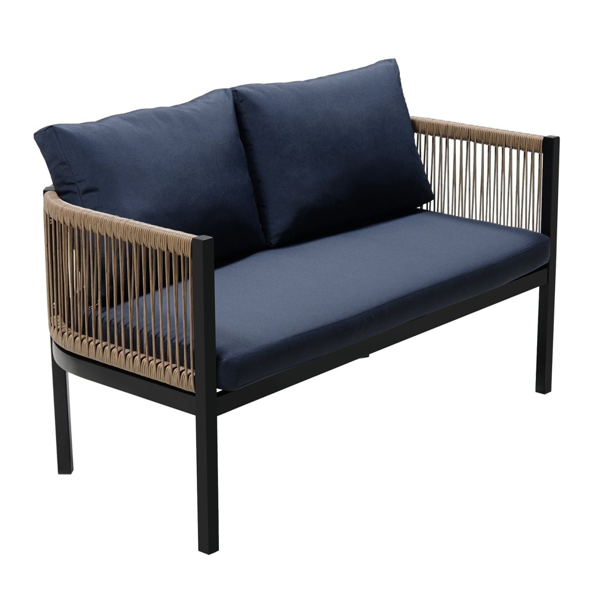 Solvaira Modular Outdoor Sofa Set with Tempered Glass Table - Outdoor Furniture Sets - Alpine Outlets