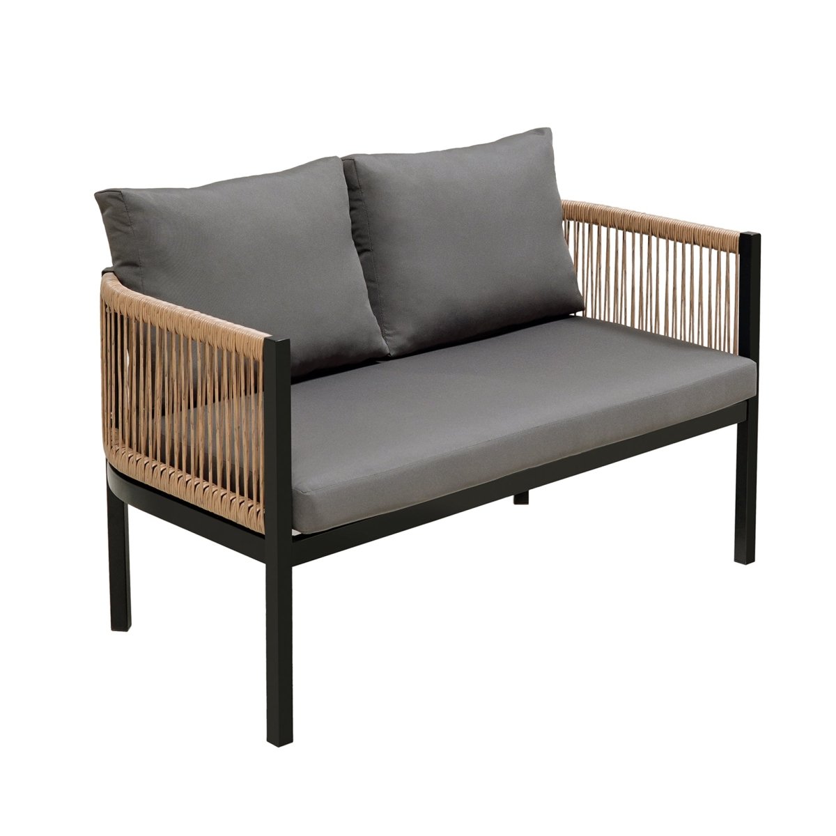 Solvaira Modular Outdoor Sofa Set with Tempered Glass Table - Outdoor Furniture Sets - Alpine Outlets