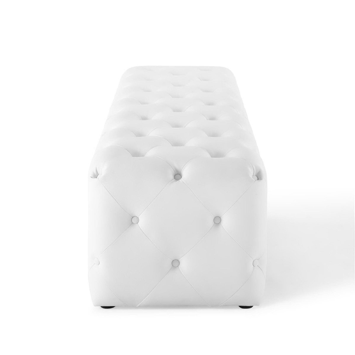 Sophisticated Tufted Button Faux Leather Bench in White - Benches available at Alpine Outlets in Denver