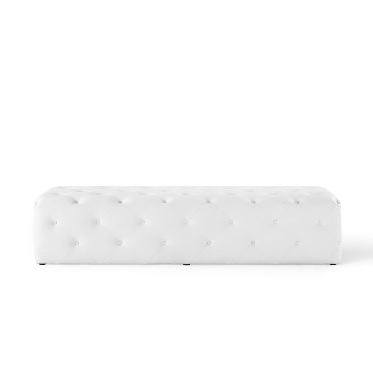 Sophisticated Tufted Button Faux Leather Bench in White - Benches available at Alpine Outlets in Denver