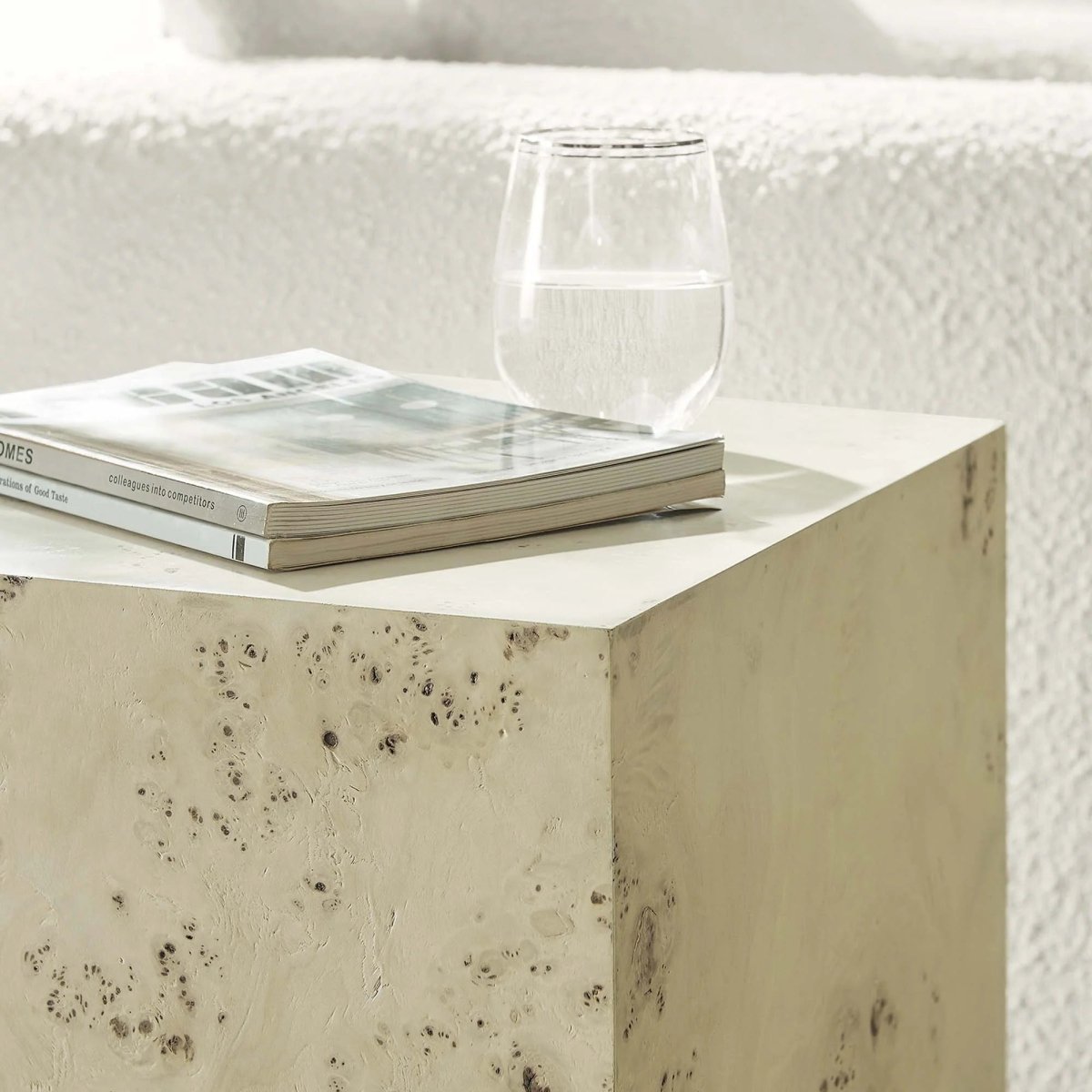 Square Burl Wood Side Table – 16 Inch MDF Veneer - End & Side Tables available at Alpine Outlets in Denver